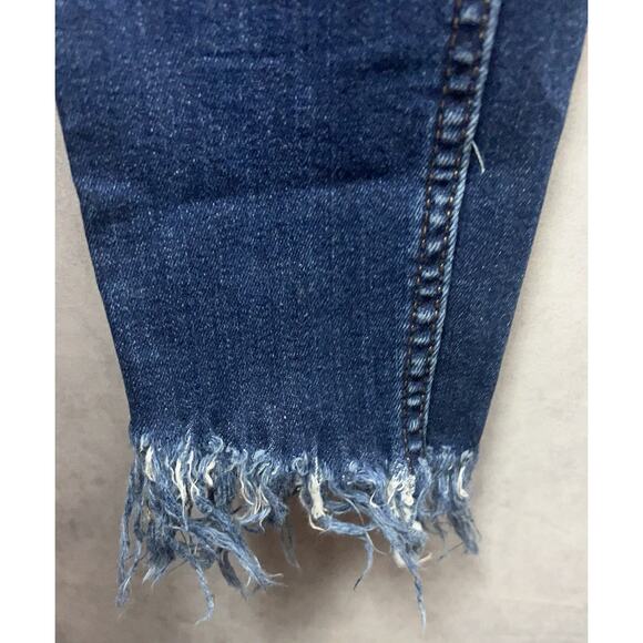 Free People Jeans Size 25 Great Heights Cropped Fringe Hem Distressed Low Rise - Picture 10 of 16